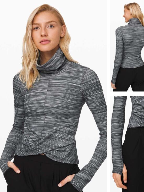 lululemon athletica Tops - LULULEMON Melodic Movement Long Sleeve Size 8 Mini Space Dye Herringbone Heather